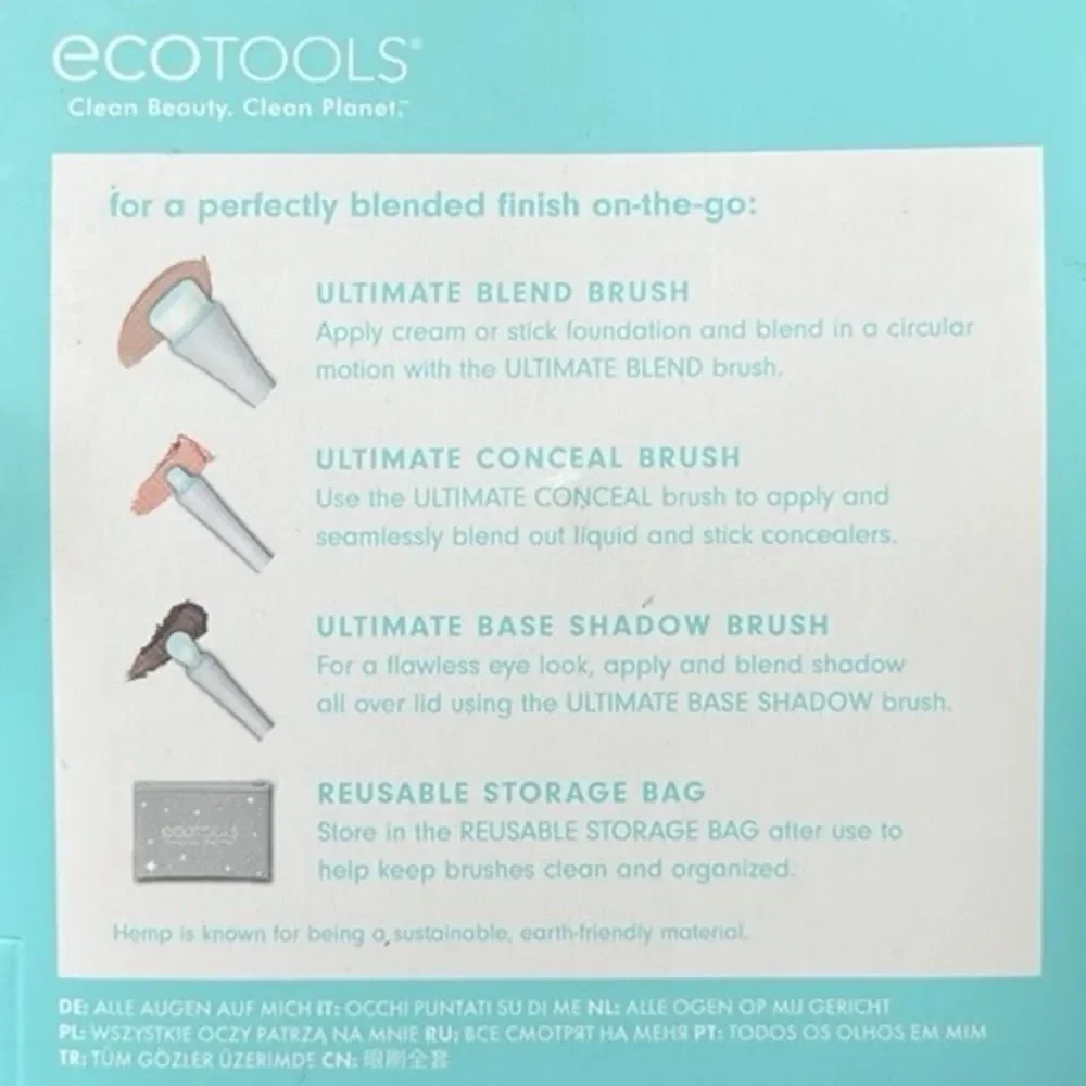 EcoTools All Eyes On Me Limited Edition Mini 360 Brush Set with Aqua Accents